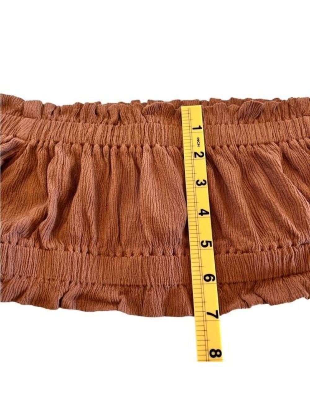Mable cropped top gauze like rayon brown Size Small Off the Shoulder - Picture 8 of 9
